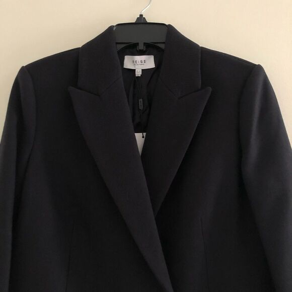 NWT REISS Dana Black Double Breasted Wool Pea Coat Size 8 - Picture 16 of 16